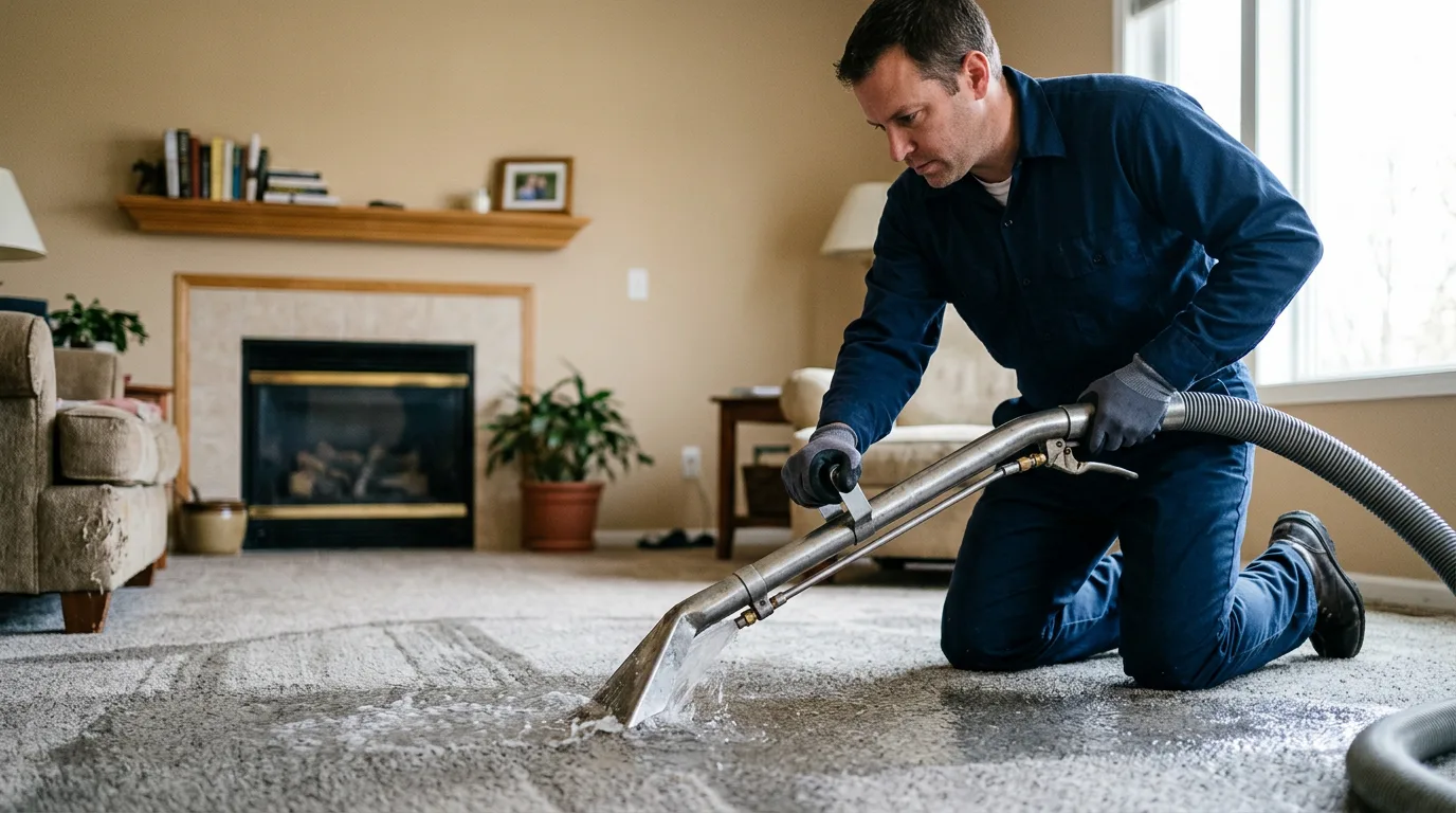 Water damage restoration technician working near Tyner, IN